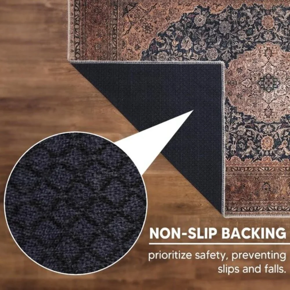 New 3x5 Washable Entry Rug, Non-Slip Vintage Low Pile Carpet for Home & More